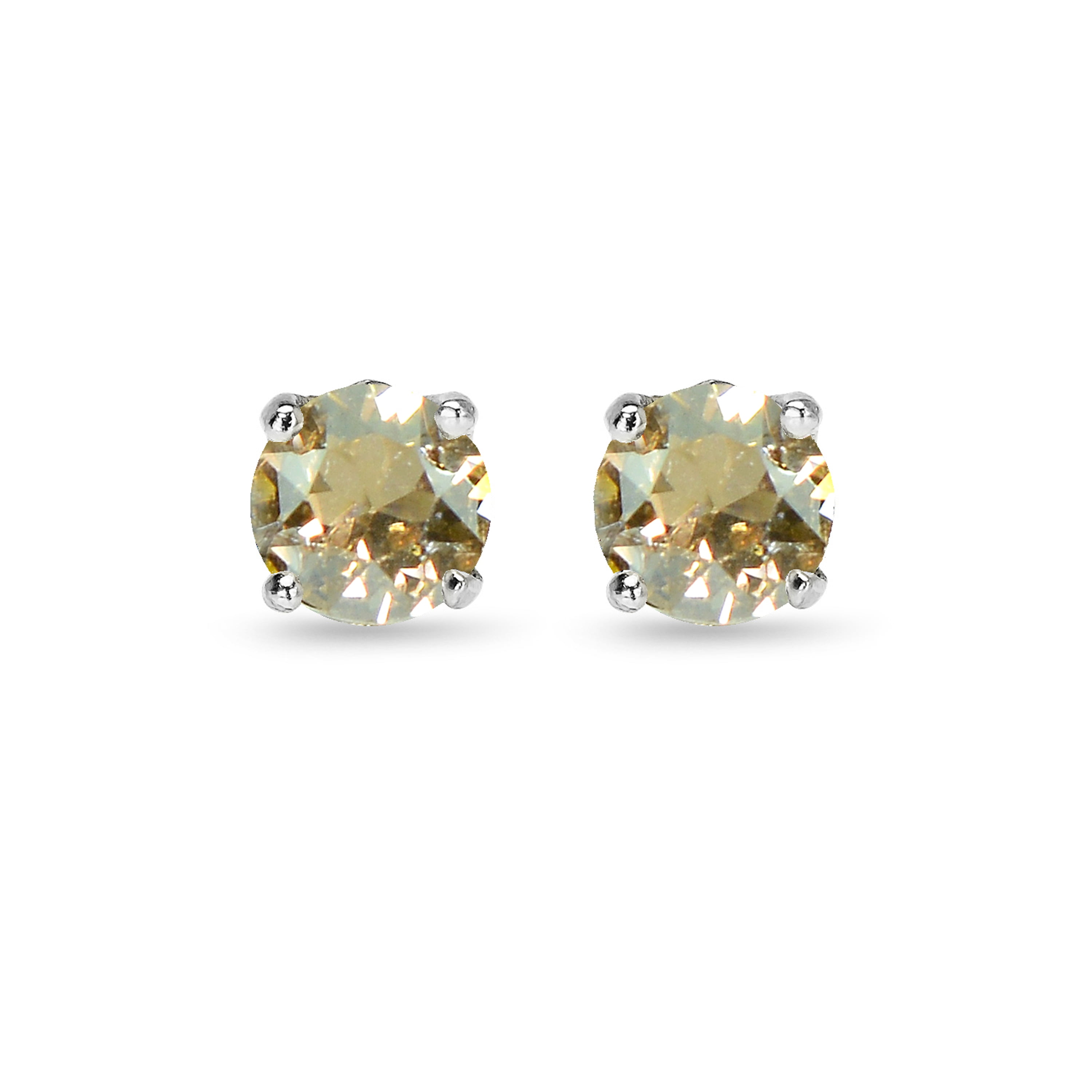 925 Silver Golden Shadow Crown Stud Earrings Made w/ Swarovski Crystal