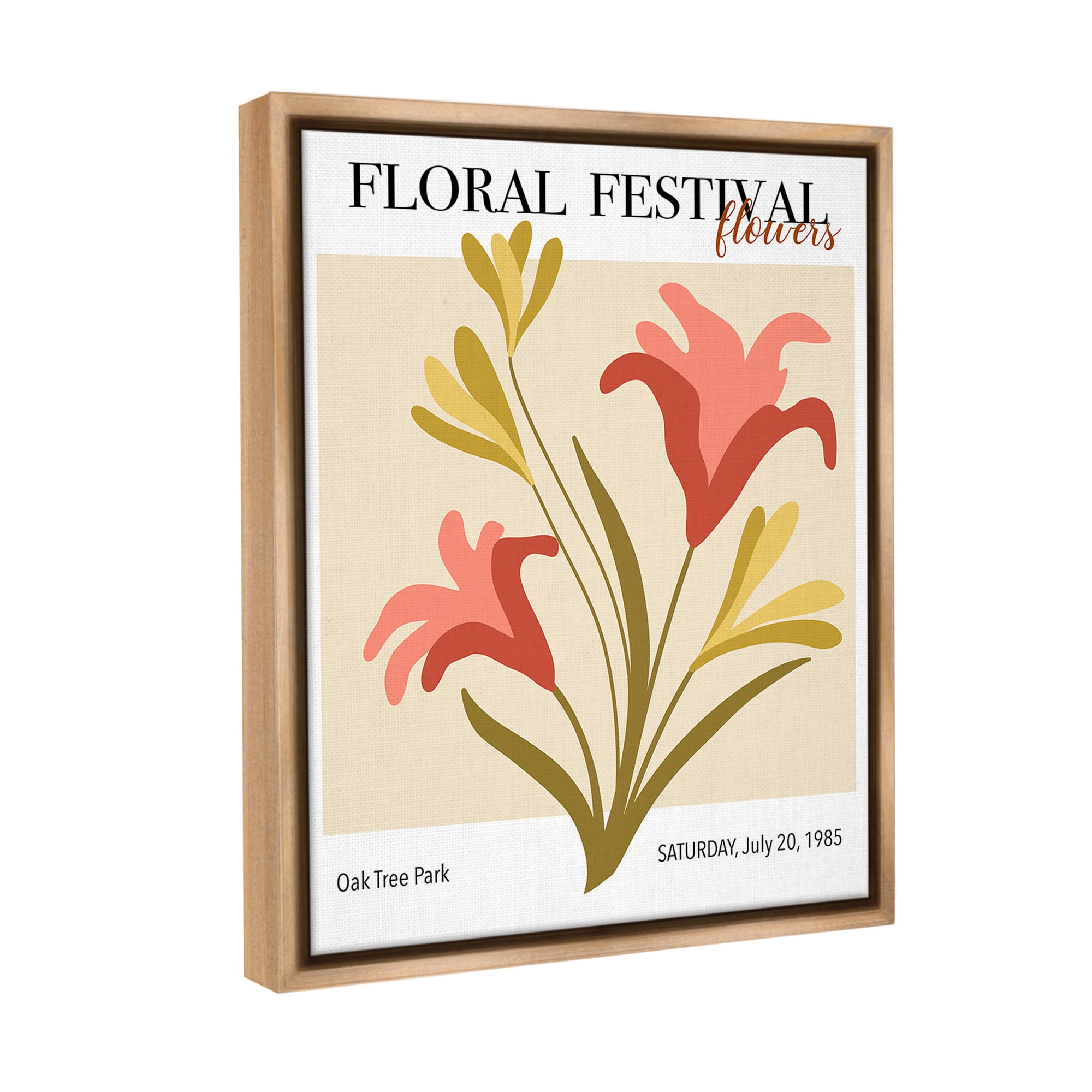 Stupell Industries Floral Festival Abstraction Botanical & Floral Painting Brown Floater Framed Canvas Art Print Wall Art, 25 x 31