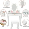 thumbnail image 3 of Juiluna Kids Vanity with Lighted Mirror, Toddler Vanity Table and Chair Set, Girls Makeup Playset, White, 3 of 6