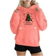 thumbnail image 2 of Mifsaly Womens Merry Christmas Sweatshirt Long Sleeve Loose Hoodie Xmas Tree Print Hooded Pullover Tops Drop Shoulder Loose Outerwear Festival Party Funny Outfits with Pocket 2025 Holiday, 2 of 5