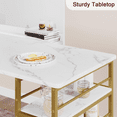 thumbnail image 2 of Jojoka 3 Piece Dining Set for 2, Bar Table with Storage Shelf and 2 Height Velvet Upholstered Chairs Wood Top Dinette Breakfast Furniture for Small Space, Kitchen, Apartment, Dining Room, Grey & Gold, 2 of 9