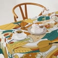 thumbnail image 2 of Retro Mushroom Tablecloth, Hippie 70s 60s Flowers Fall Background with Rainbow Mushroom Pumpkin Print Table Cover for Holiday Home Picnic Party Dining Room Kitchen 60x84inch, 2 of 6