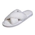 thumbnail image 2 of KEVCHE Womens Fuzzy Slippers ,Cross Band Foam Open Toe Soft House Shoes ,Anti-Slip Indoor Outdoor Comfortable Bedroom Slippers for Everyday Lounging, 2 of 5