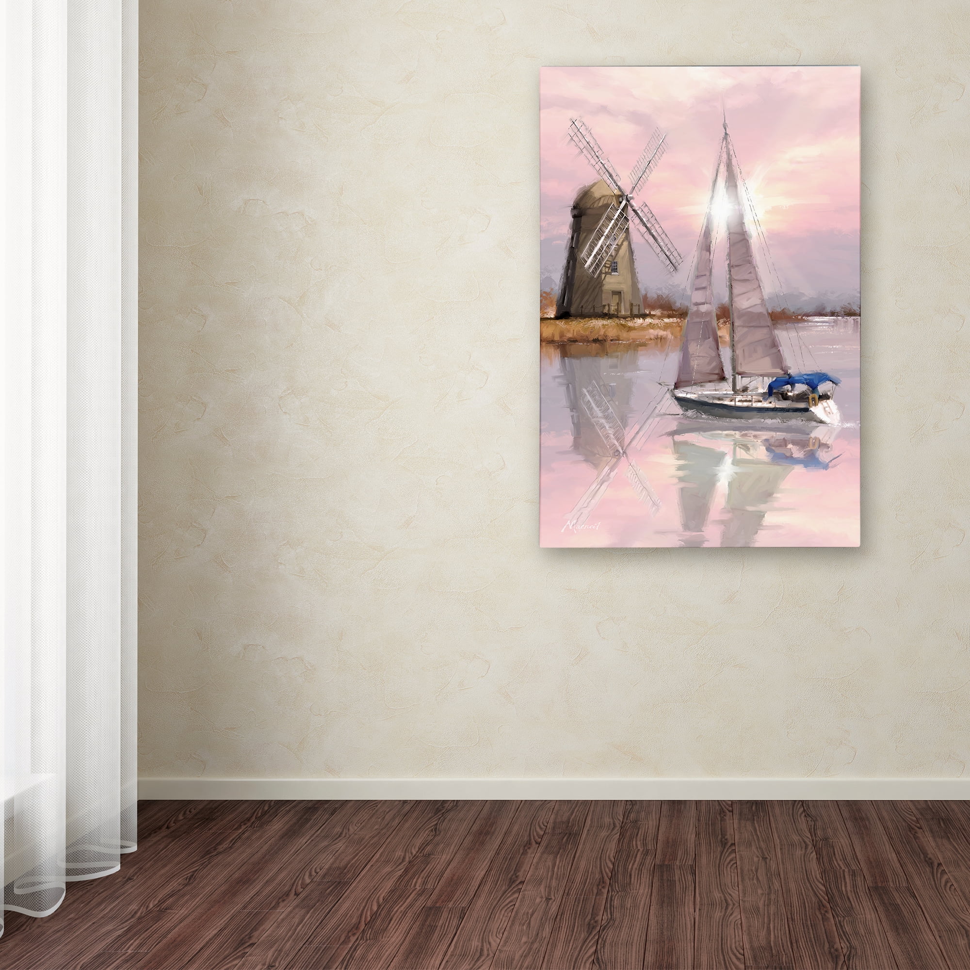 Trademark Fine Art 'Windmill on the Marsh' Canvas Art by The Macneil Studio