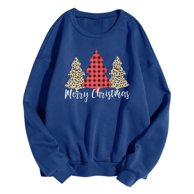 WEAIXIMIUNG Sweatshirts Grande Taille pour Femmes 3X Imprimé de Noël Décontracté à Manches Longues Pull Col Rond Sweat à Capuche