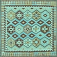thumbnail image 1 of Ahgly Company Indoor Square Southwestern Light Blue Country Area Rugs, 7' Square, 1 of 4