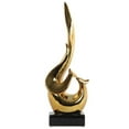 thumbnail image 1 of 4.25 x 16.25 x 5.75 in. Ceramic Fire Abstract Sculpture on Rectangle Base - Polished Chrome Finish, Gold, 1 of 1
