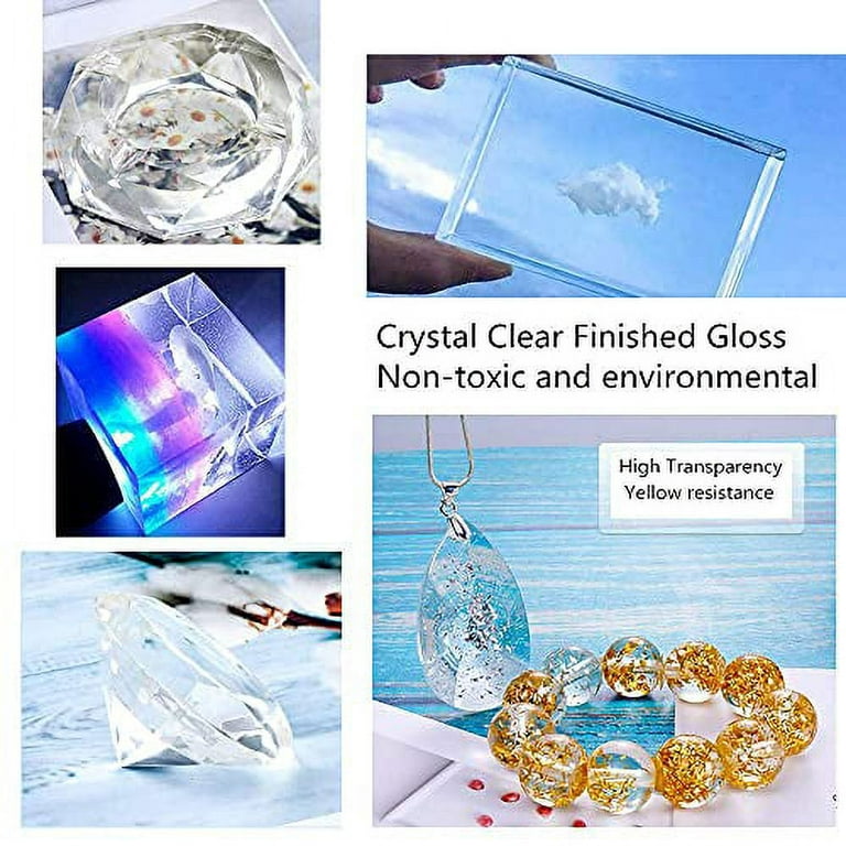 UV Resin Lamp Included-8 Pieces 30ML Upgrade I Minute Quick Cure! Hard Type  Crystal Clear Epoxy Resin, UV Glue Ultraviolet Curing, Solar Cure Sunlight  Activated Resin +4Molds+15 Color Pigment 