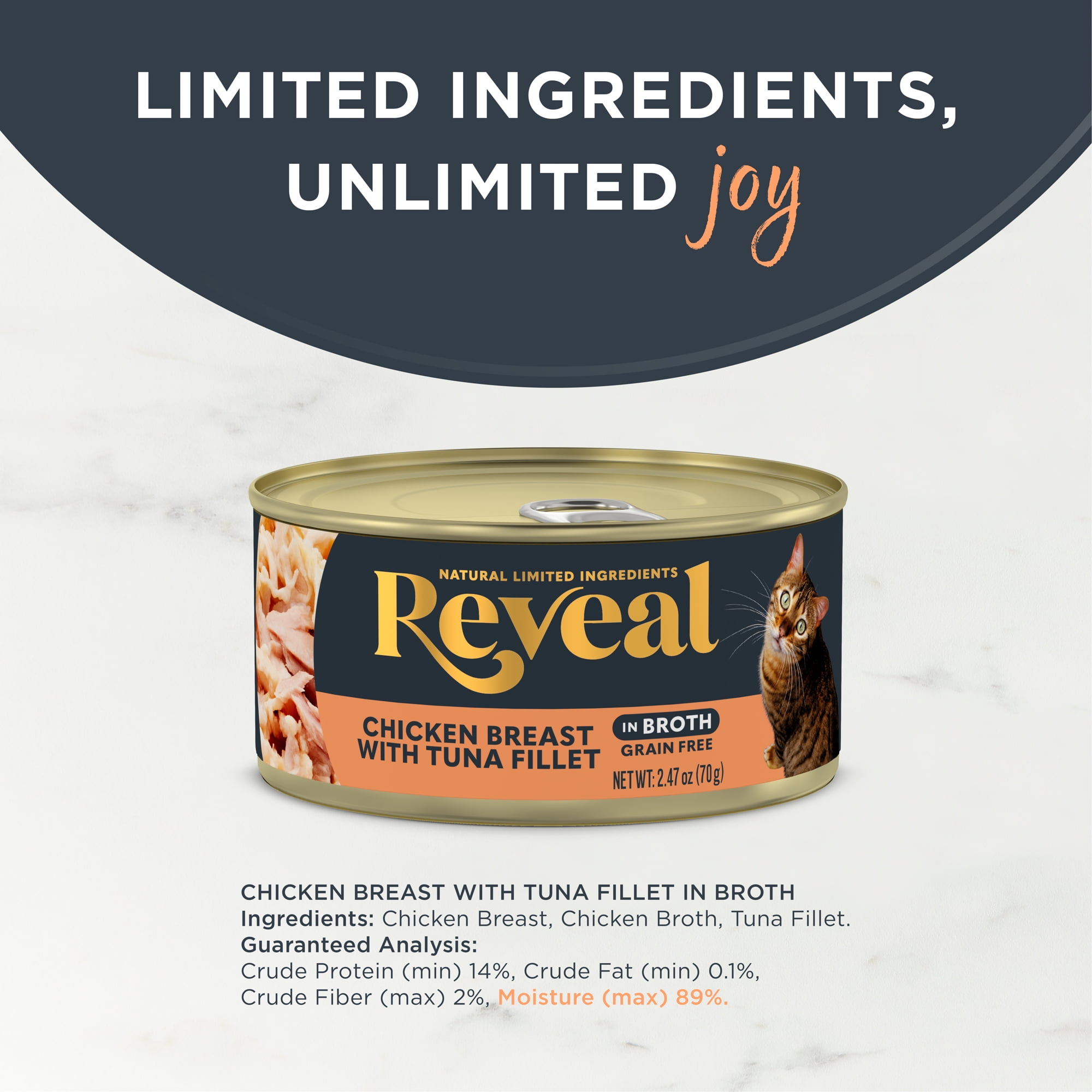 Reveal Natural Wet Cat Food, Chicken Breast with Tuna in Broth, 24 x 2.47oz Cans