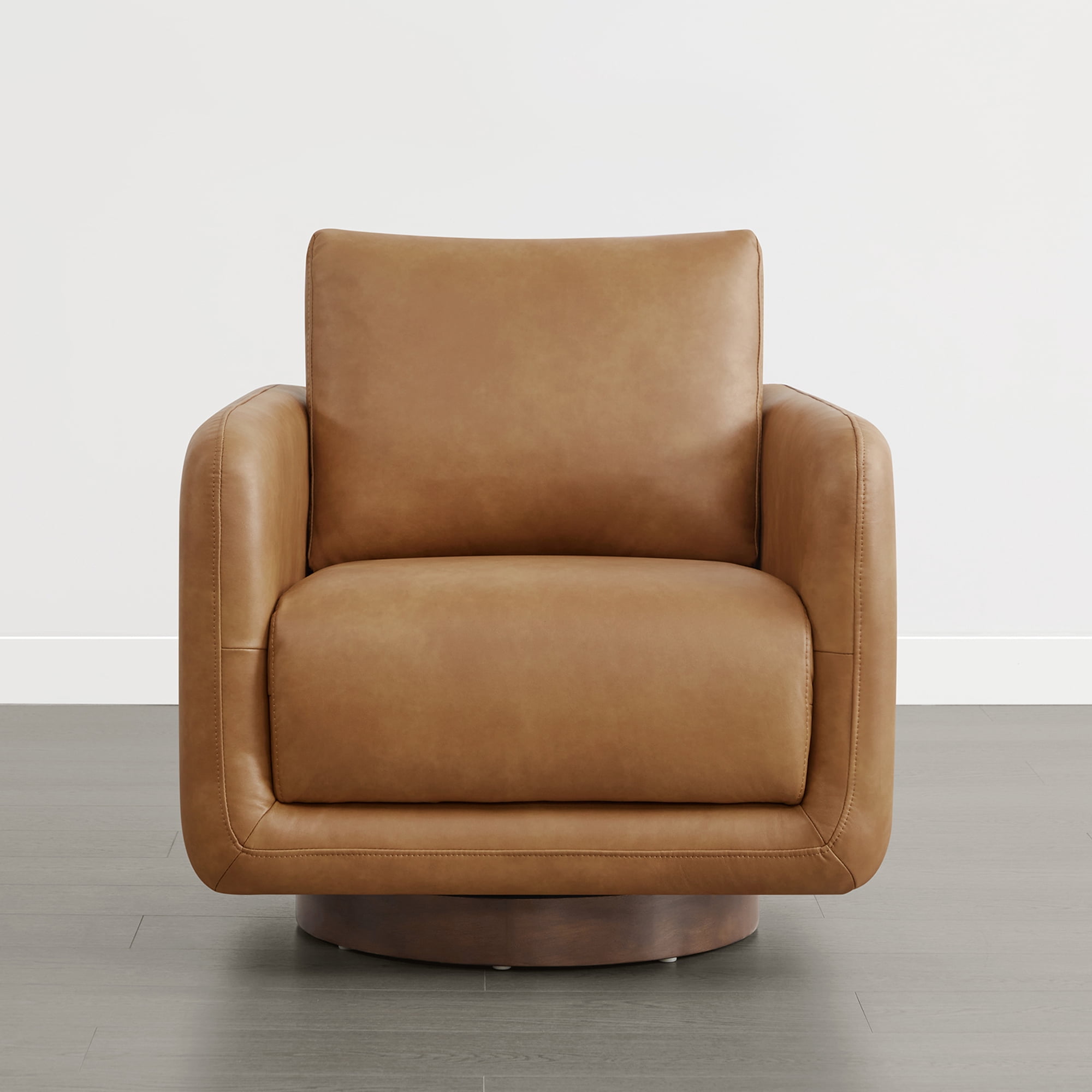 Spruce & Spring Upholstered Swivel Accent Chair with Back Cushion Single, Brown