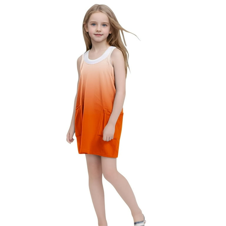 Atoguta Size 5t-14 Graduation Dresses for Girls Casual Summer Straps Romper Dresses Tennis Dresses With Pockets Orange, Girl's, Size: 9-10 Atoguta Size 5t-14 Graduation Dresses for Girls Casual Summer Straps Romper Dresses Tennis Dresses With Pockets Orange, Girl's, Size: 9-10