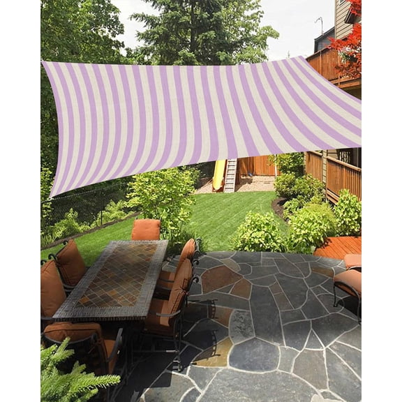 Outdoor Sun Shade Sail 8'x10', Purple Striped Patio Beach Shade Canopy Cloth Waterproof, Modern Simple Farmhouse Beige Vintage TearResistant & UV Protection Sun Sail for Backyard Garden Deck