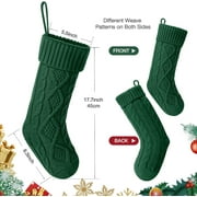 COWIN 6 Pack Knit Christmas Stockings, 18 Cable Knitted Stocking Decorations Xmas Rustic Farmhouse for Family Holiday Season, Burgundy, Ivory White, Green