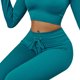 thumbnail image 2 of Minnieouse Mallas acanaladas para mujer, pantalones de Yoga con cordón de rayas sin costuras para Fitness, mallas inferiores de cintura alta para Prendas para la parte inferior del cuerpo Verde Minnieouse AP019312-06, 2 of 6