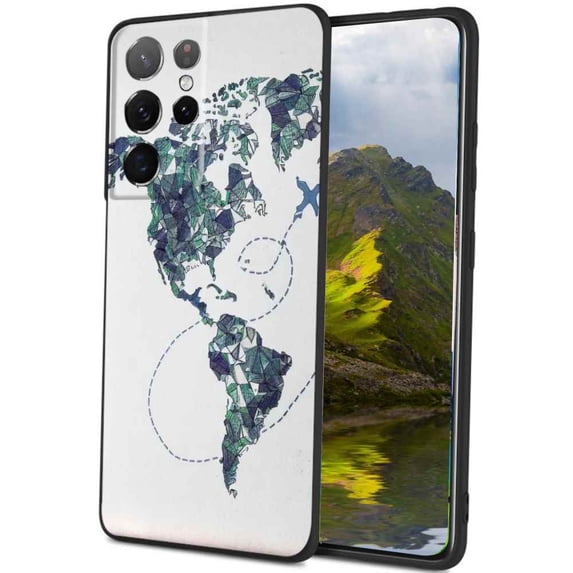 Compatible with Samsung Galaxy S23 Ultra Phone Case, World-Map-118-jpg-5-0 Case Men Women, Flexible Silicone Shockproof Case for Samsung Galaxy S23 Ultra