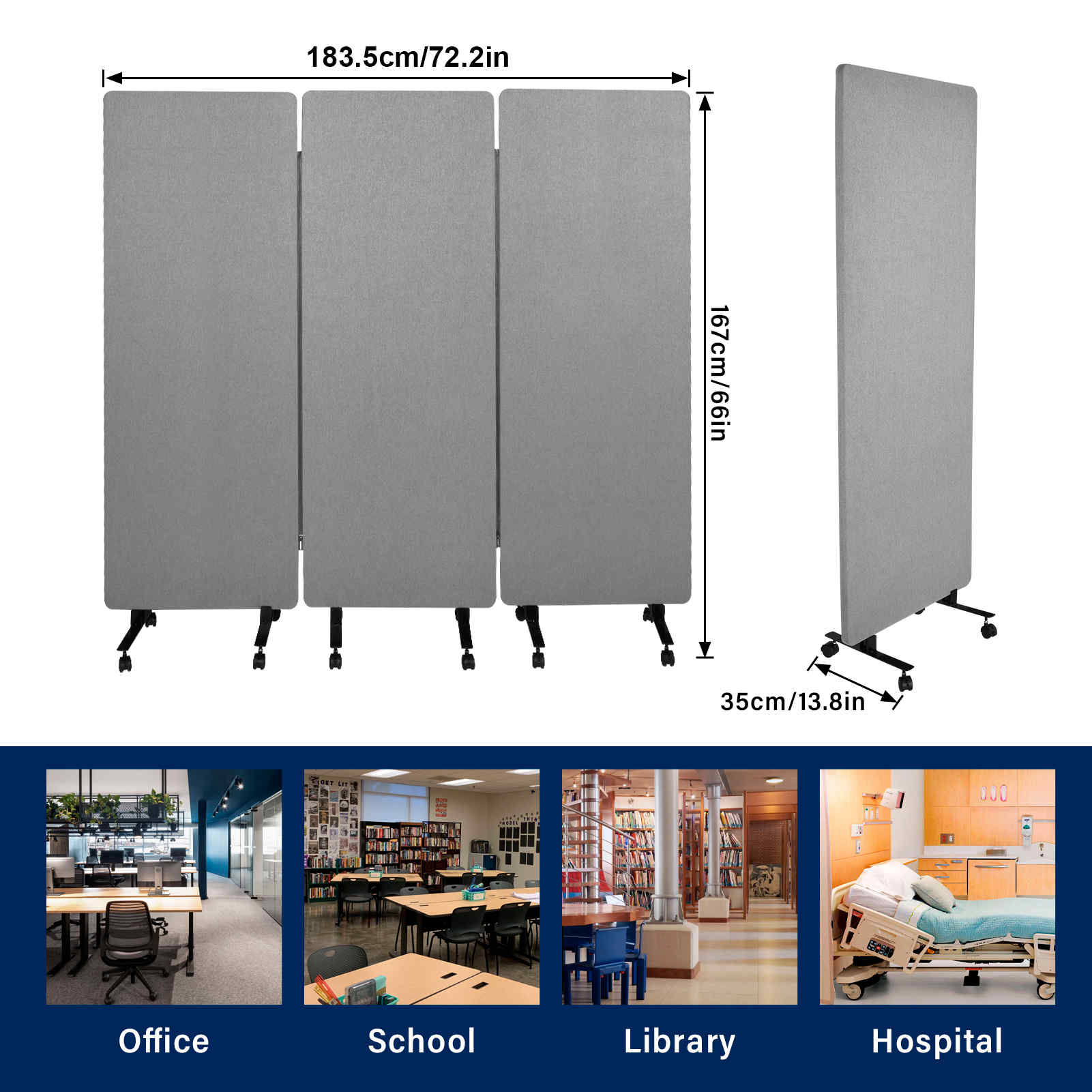 Sound Proof Dividers Wall Divider with Wheels Portable Room Separators Freestanding Sound Dampening Acoustic Wall Partition for Home