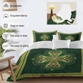 thumbnail image 4 of Saint Patrick's Day Bedding 3 Piece Duvet Cover Set Queen Size, Boho Green Golden Leaves Ethnic Motifs Soft Microfiber Comforter Cover with Zipper Closure & Pillowcases, FadeResistant Quilt Cover, 4 of 9