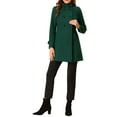 thumbnail image 3 of INSPIRE CHIC Women's Coat Double Breasted Midi Length Stand Collar Long Sleeve Coat XS Green, 3 of 8