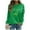 #0036-Green, variant on Women's St. Patrick's Day Lucky Clover Print Round Neck Raglan Long Sleeve Waffle Knit Top