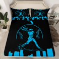 thumbnail image 3 of Homewish Teens Baseball Print Twin Sheet Sets, Black Blue Abstract Twin Fitted Sheet, Cartoon Sports Theme Flat Sheet, Ultra Soft Bedroom Decor, 3 Pieces, 3 of 8