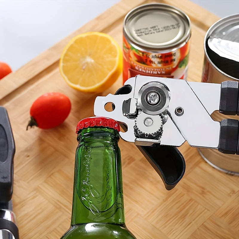2pcs Stainless Steel Can Opener, 3-in-1 Multi-Function Manual Can Opener, Home Kitchen Can Opener, Safe Labor-Saving Multi-Purpose Bottle Opener