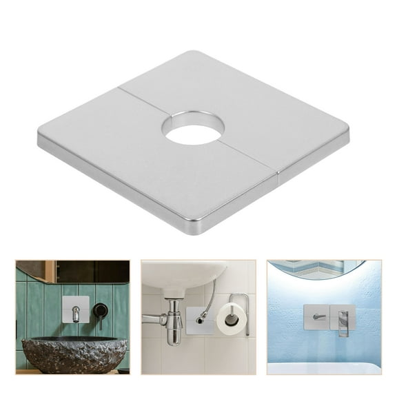 Hemoton 2pcs Adjustable Square Pipe Decorative Cover Self Adhesive Hole Cover Garage Floor Drain Cover for Wall Mounted Shower Faucet