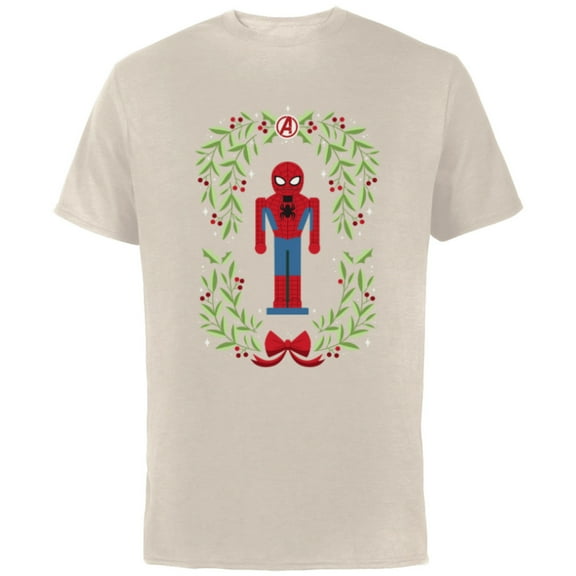 Marvel Holiday Christmas Avengers Spider-Man Nutcracker - Short Sleeve Cotton T-Shirt for Adults - Customized-Natural