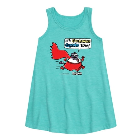 

Dog Man - Commander Cupcake Time - Toddler and Youth Girls A-line Dress