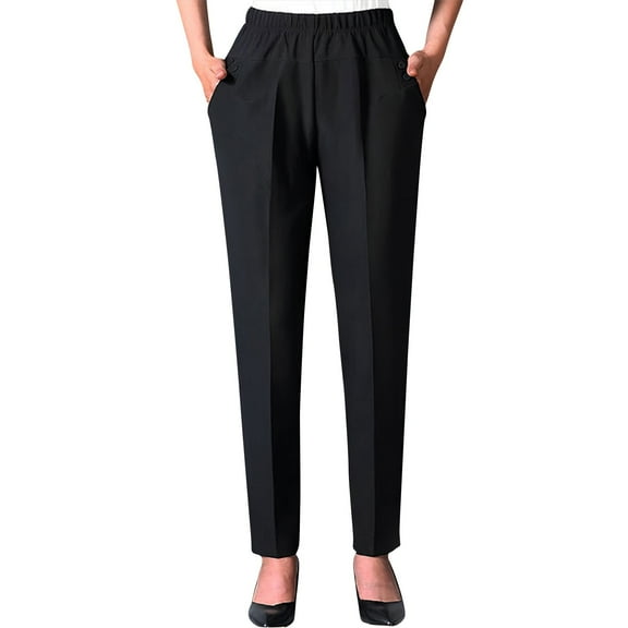 Kopltyrfg Womens Summer Elastic Waist Comfy Stretch Pull On Pants Black S