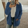 thumbnail image 4 of UTTOASFAY Women Casual Plus Size Plush Sweater Pockets Outerwear Buttons Cardigan Coat Dark Blue 6(M), 4 of 9