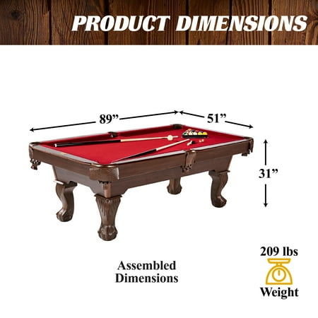Barrington - Madison Billiard Table with Cue Rack - Red/Brown
