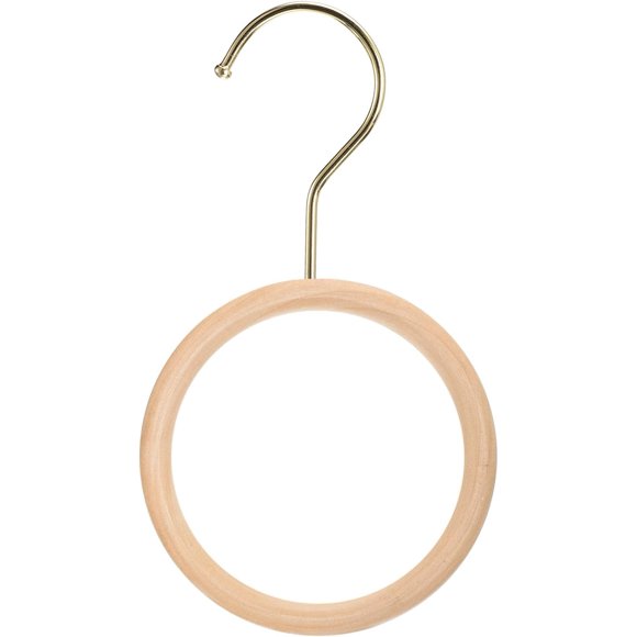 shiyou-6 Inch Scarf Ring Hanger, Scarf Organizer Holder Wooden Circle Rings Hanging Hook for Belt Tie Scarf, 10cm Length Hook (Gold)