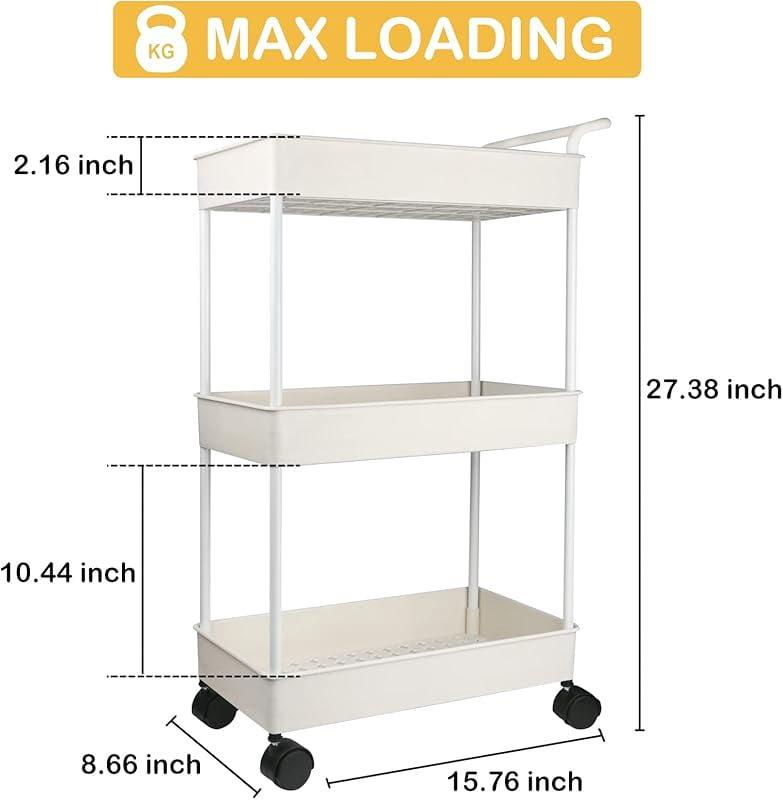 Baby Diaper Caddy, Plastic Movable Cart for Newborn Nursery Essentials Diaper Storage Caddy Organizer for Changing Table & Crib, Easy to Assemble, Beige
