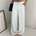 thumbnail image 6 of RQYYD Women's Wide Waistband Wide Leg Pants with Elastic Waist Casual Linen Blend Trousers for Outings, 6 of 6