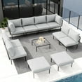 thumbnail image 3 of LayinSun 11 Pieces Aluminum Patio Furniture Set, Modern Modular Sectional Sofa with Coffee Table and Upgrade Thickness Cushion, 3 of 8