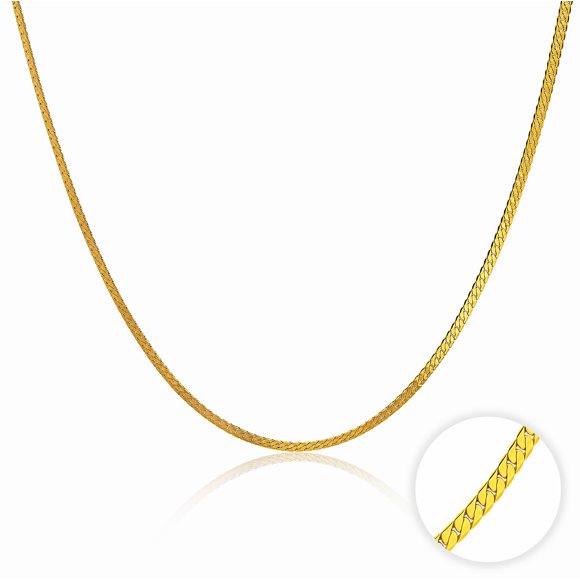 JeenMata 16 Inch Minimalist Chain Necklace - in Yellow Gold Plated for Women, Adjustable Fashion Necklace