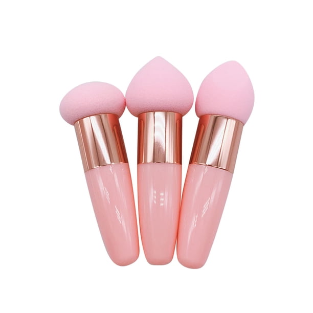 3 unidades de borlas para polvos en barra, borlas para polvos con mango, esponja de maquillaje tipo huevo, herramienta de maquillaje