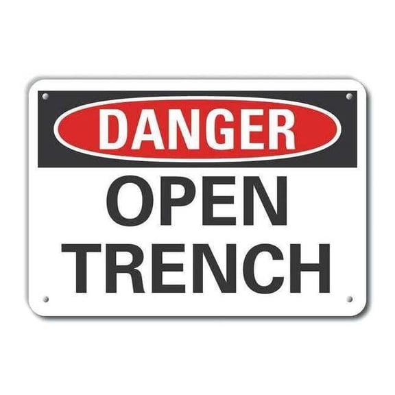 Lyle Open Trench Danger Sign,10inx14in,Alum LCU4-0344-NA_14X10