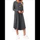 thumbnail image 2 of Vestido Informal Holgado de Cuello Redondo y Larga para Mujer, con Bolsillos Inclinados y Dobladillo Curvo. Gris Oscuro S, 2 of 9