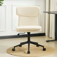 thumbnail image 2 of Falvinoryn Modern Armless Home Office Desk Chairs, Adjustable Height Office Chair with U-shaped Backrest, Comfy Chenier Computer Chair, 360°Swivel Vanity Chair for Home Office, Bedroom, White, 2 of 10