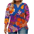thumbnail image 2 of HOMBOM Summer Tops for Women V-Neck Plus Size 3/4 Sleeve Red 2025 Floral Oversized Blouse, 2 of 5