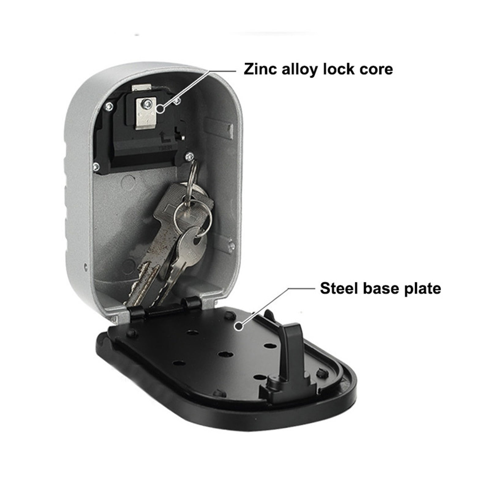 Key Lock Box , Wall Mounted 4 Digit Combination Key Storage Lock Box Aluminum Alloy Key Safe Box Indoor Outdoor Keys Storage Boxs ,Prevent Theft