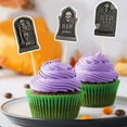 thumbnail image 6 of Halloween Cake Decorations, Tombstone Cake Inserts, 8-Piece Spooky Halloween Cupcake Toppers with Skeleton and Skull Designs, Dark Gray Paper Material, Easy-To-Use Wooden Picks, 5.2x3.5cm, 6 of 6