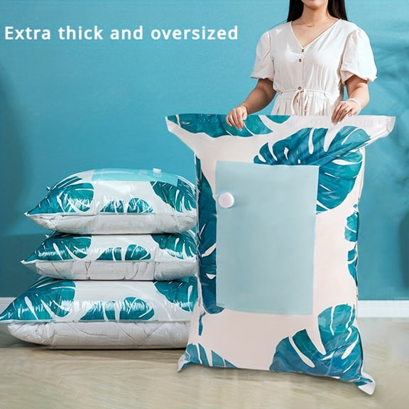 Vacuum Storage Bags, 39 X 32 Inch No Pump Vacuum Sealer Bags for Clothes Bedding Comforters, Space Saver Compression Storage Bags for Home Organization and Moving Travel
