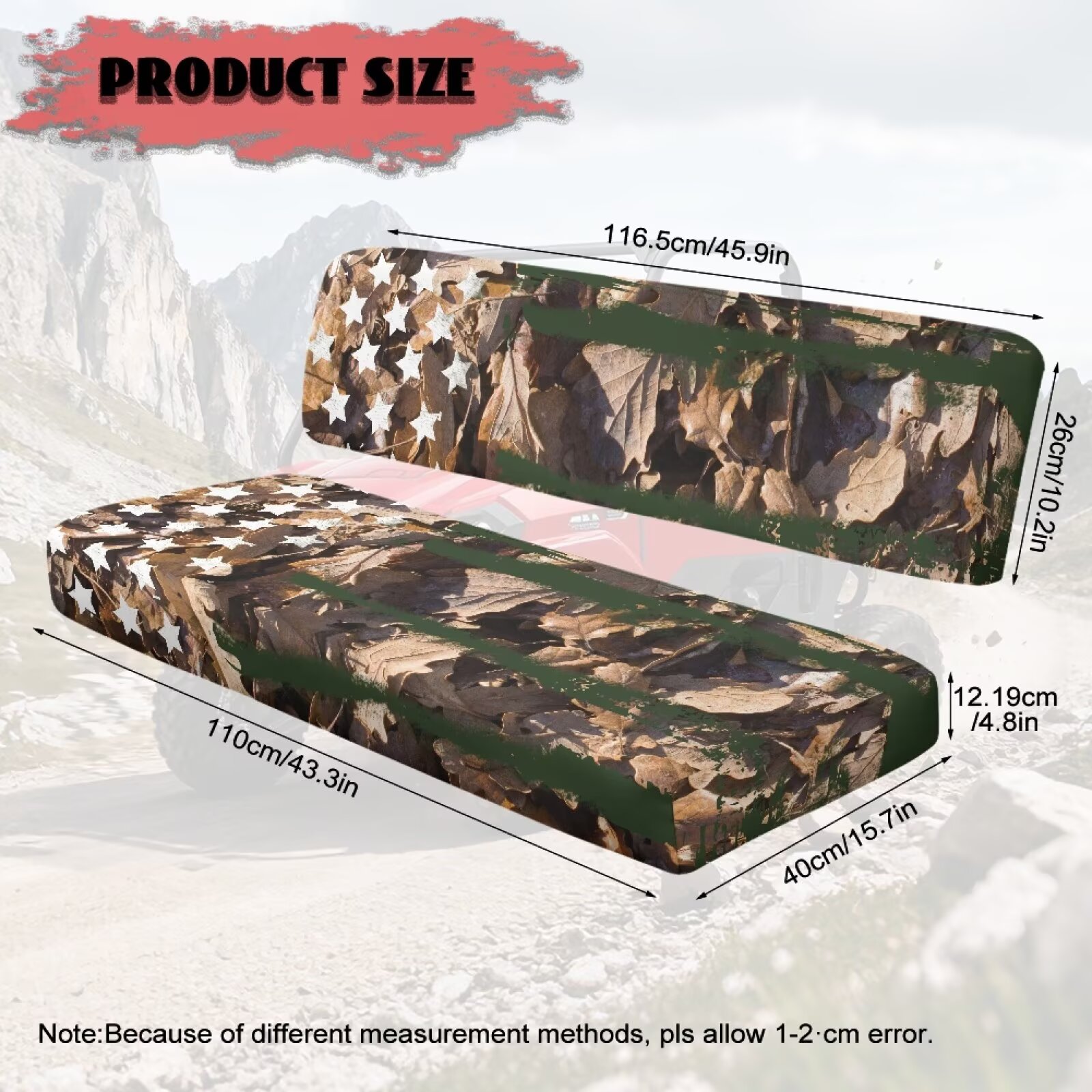 Binienty 2 Piece UTV Seat Cover Set American Flag Branch Camo UTV Front Seat Covers Compatible with Kawasaki Mule 300 3010 3020 4000 4010 2001-2023 2025 Patriotic Seats Cover for Mule Accessory Parts