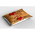 thumbnail image 2 of Ambesonne Saying Pillow Sham 2 Pack, Hearts Words, 36"x20", Pale Brown Red Black, 2 of 3
