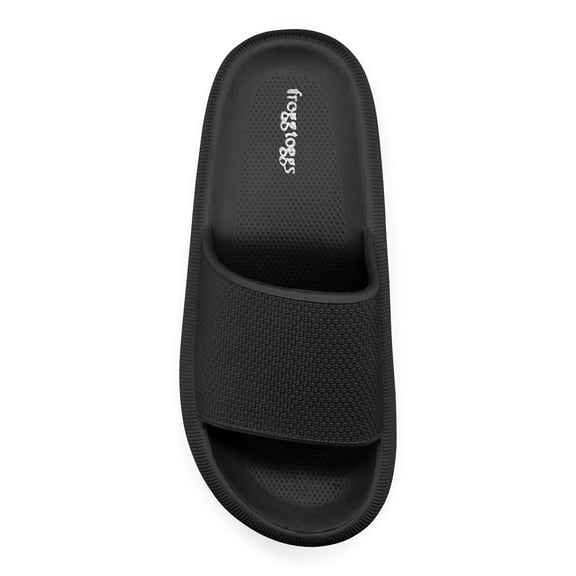 Frogg Toggs Squisheez Slip On Slide Sandals for Women, Soft and Squishy Slides, Black, Size 6