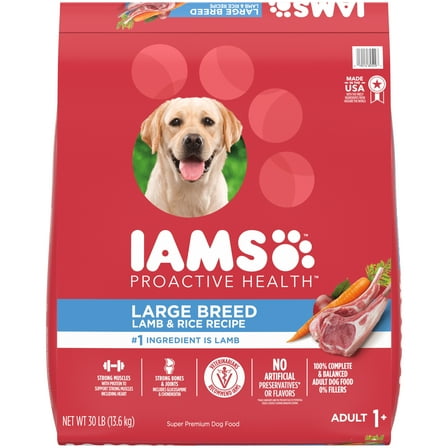 Iams Proactive Health Large Breed Adult Dry Dog Food Lamb & Rice Recipe, 30 Lb. Bag