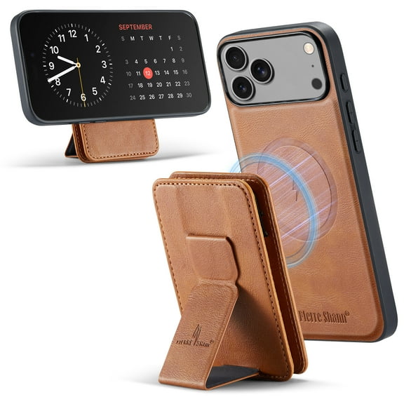 Allytechgroup 2 in 1 Wallet Case for iPhone 17 Pro Max, Detachable Magnetic Cover Compatible with Magsafe Premium PU Leather Cards Holder Shockproof Bumper Phone Case for Women Men, Brown