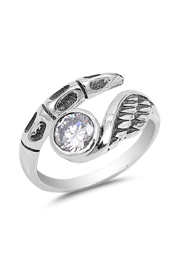 925 Sterling Silver Clear Cubic Zirconia Wing And Claw Designer Ring Size 6